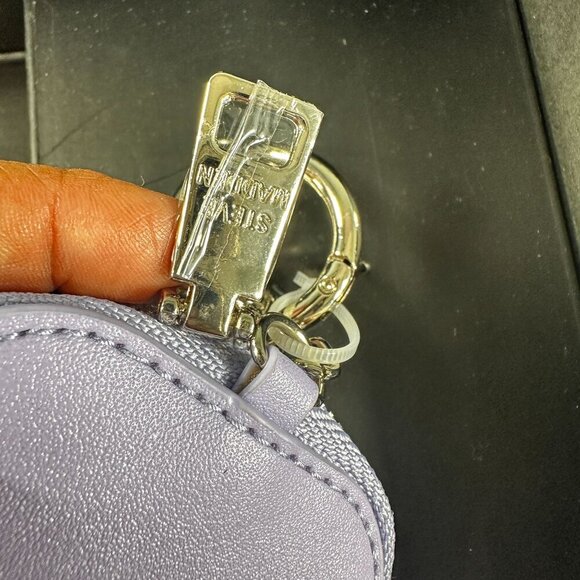 Steve Madden Crossbody Women Handbag Monogram Strap Coin Purse Keychain Purple - Picture 15 of 16